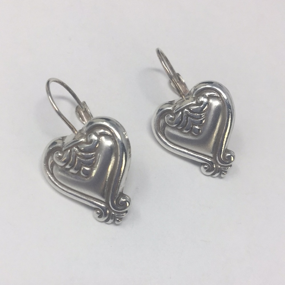 Brighton earrings hearts brush silver tone finish